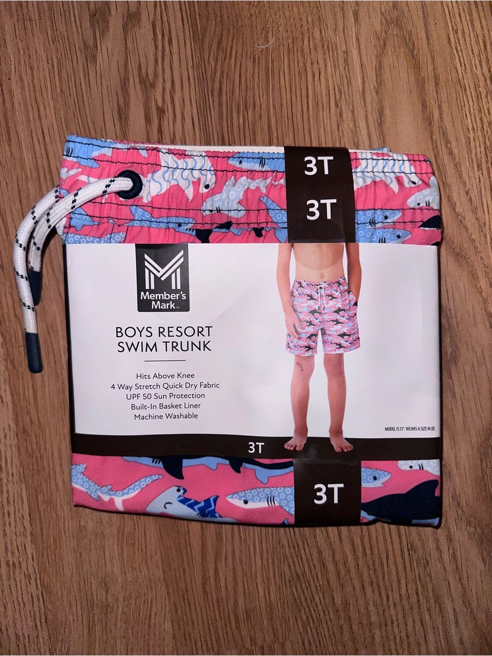 Member's Mark Boys' Pink Shark Print Swim Trunks - 3T